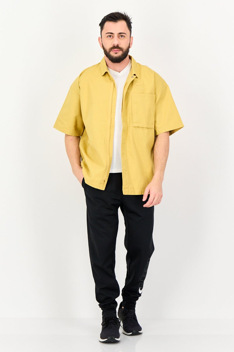 Nike Men Loose Fit Short Sleeve Outdoor Shirt, Mustard - Image 4